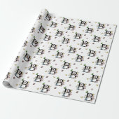 Letter B Bloemenschildering Vlinder Monogram Cadeaupapier (Uitgerold)