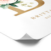 Letter B Blush Floral Monogram Gold Foil Nursery Poster (Hoek)