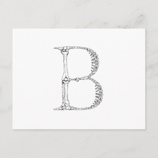 Letter B Bone Initiaal Briefkaart (Voorkant)