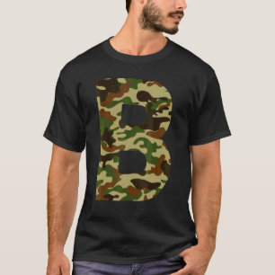 Letter B Capital Alphabet Camouflage Initiaal T-shirt