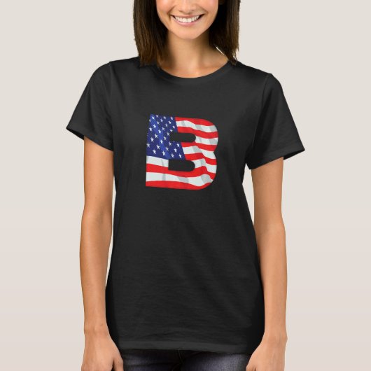 Letter B Capital Alphabet Usa American Flag Monogr T-shirt (Voorkant)