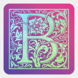 Letter B Colorful First Letter Gradient Vierkante Sticker