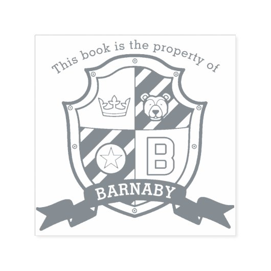 Letter B crest aangepaste naam beer kinder bibliot Zelfinktende Stempel (Design)