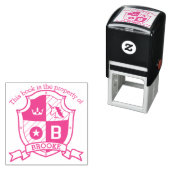 Letter B crest aangepaste naam unicorn bibliotheek Zelfinktende Stempel (In situ)