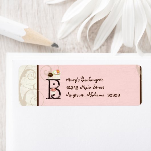 Letter B Cupcake Business Address Mailing Labels (Insitu)