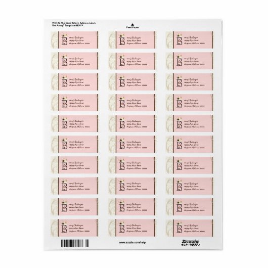 Letter B Cupcake Business Address Mailing Labels (Full Sheet)