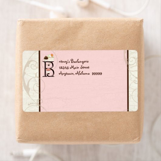 Letter B Cupcake Business Address Mailing Labels (Insitu)