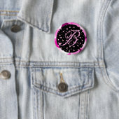 Letter B Diamanten Monogram Roze Diamant Patroon Ronde Button 5,7 Cm (In situ)