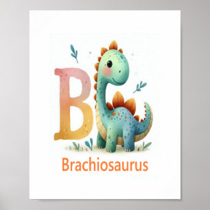 Letter B, Dinosaur Alphabet Waterverf Poster