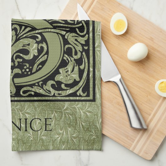 Letter B Eerste letter Monogram Theedoek (Quarter Fold)