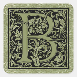 Letter B Eerste letter Monogram Vierkante Sticker