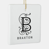 Letter B Elegant Monogram Kerst Ornament (Rechts)