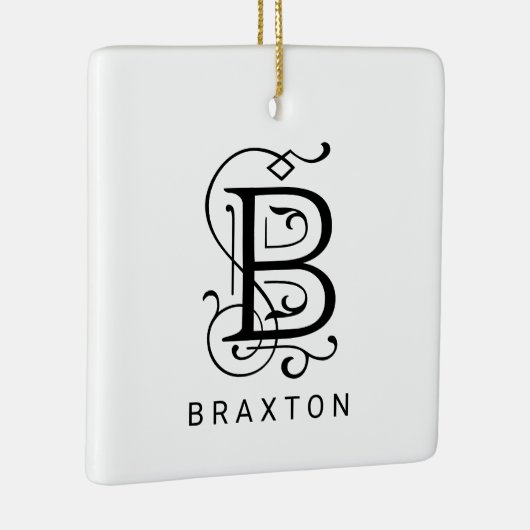 Letter B Elegant Monogram Kerst Ornament (Rechts)