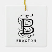 Letter B Elegant Monogram Kerst Ornament (Voorkant)