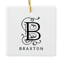 Letter B Elegant Monogram Kerst Ornament