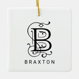 Letter B Elegant Monogram Kerst Ornament