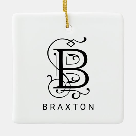 Letter B Elegant Monogram Kerst Ornament (Voorkant)
