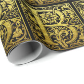 Letter B First Letter Faux Gold Black Cadeaupapier (Rol Hoek)