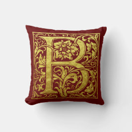 Letter B First Letter Faux Gold en Red Kussen