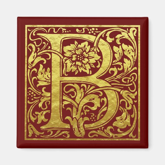 Letter B First Letter Faux Gold Magneet (Voorkant)