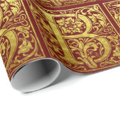 Letter B First Letter Faux Gold Red Cadeaupapier (Rol Hoek)