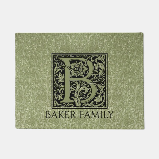 Letter B First Letter Monogram Gepersonaliseerd Deurmat (Voorkant)