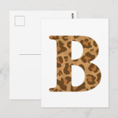 Letter B First Name Monogram Initiaal Leopard Prin Briefkaart (Voorkant / Achterkant)