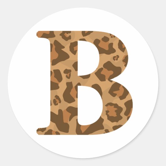 Letter B First Name Monogram Initiaal Leopard Prin Ronde Sticker (Voorkant)