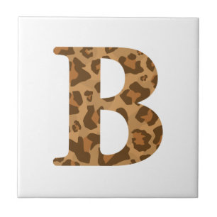 Letter B First Name Monogram Initiaal Leopard Prin Tegeltje