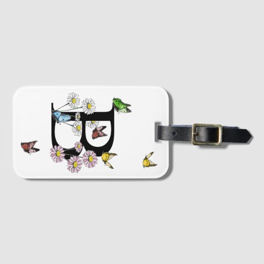 Letter B Floral Butterfly Monogram Initiaal Bagagelabel (Voorkant (horizontaal))