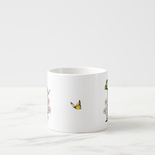 Letter B Floral Butterfly Monogram Initiaal Espresso Kop (Voorkant)