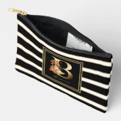 Letter B Floral Monogram Zwart Wit Goud Strepen Etui (Open)