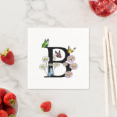 Letter B Floral Waterverf Butterfly Monogram Servet (Insitu)