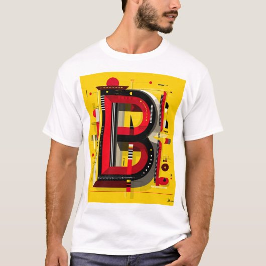 Letter B – Geometric Monogram on Bold Yellow T-shirt (Voorkant)