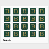 Letter B Gold Square Sticker (Vel)