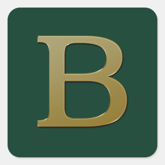 Letter B Gold Square Sticker (Voorkant)
