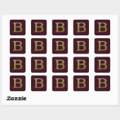 Letter B Gold Square Sticker (Vel)