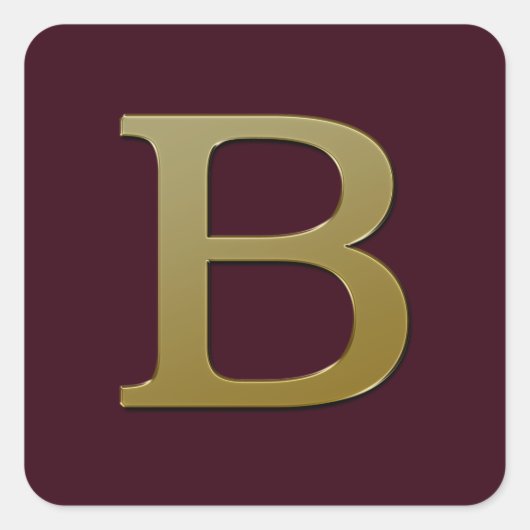 Letter B Gold Square Sticker (Voorkant)