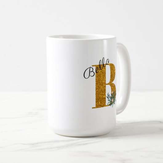 Letter B Golden monogram  Koffiemok (Voorkant rechts)