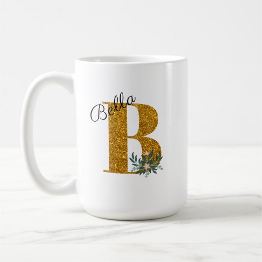 Letter B Golden monogram  Koffiemok (Links)