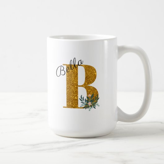 Letter B Golden monogram Koffiemok (Rechts)