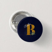 Letter B Golden monogram Ronde Button 3,2 Cm (Voorkant /achterkant)