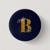 Letter B Golden monogram Ronde Button 3,2 Cm (Voorkant)