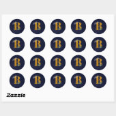 Letter B Golden monogram Ronde Sticker (Vel)
