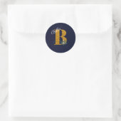 Letter B Golden monogram Ronde Sticker (Tas)
