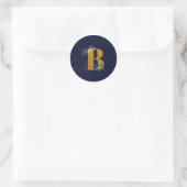 Letter B Golden monogram Ronde Sticker (Tas)