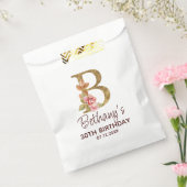 Letter B Gouden Monogram Roze Rozen Bedankzakje (Gezegeld)