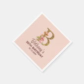 Letter B Gouden Monogram Roze Rozen Servet (Hoek)