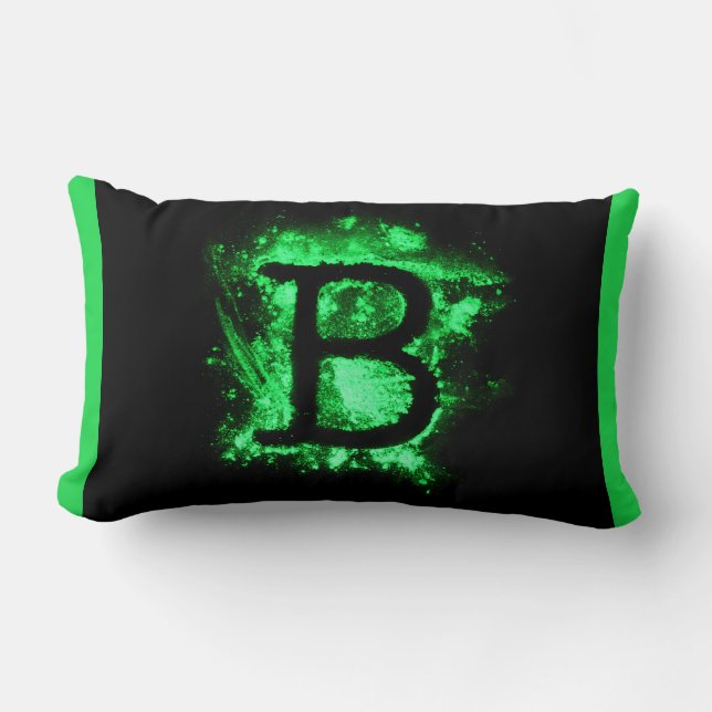 Letter B Groen Hoofdstedelijk Alfabet Kussen (Voorkant)