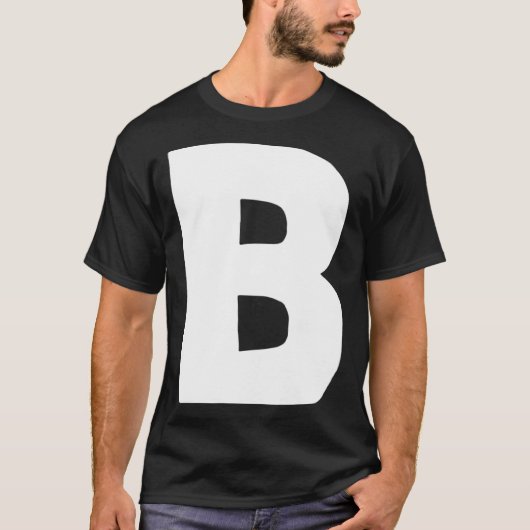 Letter B groot en vet wit T-shirt (Voorkant)